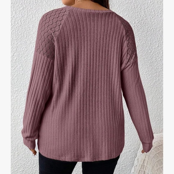 New Women's XL Ribbed Knit Sweater - Mauve - Picture 2 of 3